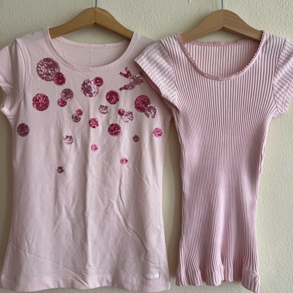 Lili Pink Sequin Kids Tops T Shirts 2pc Set Girl Pink Sequin Size 6 / 7 European - Picture 2 of 7
